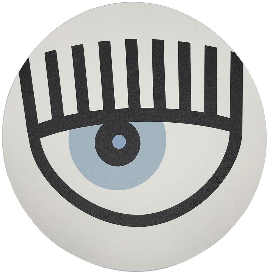 Evil Eye Eyes Wide Open White 16" Round Pebble Placemats, Set Of 4